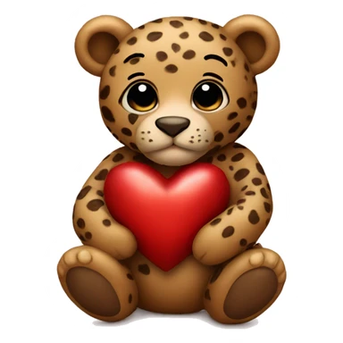 A teddy bear holding a leopard heart sticker