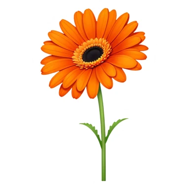 single Vibrant Orange Gerbera Daisy, straight stem sticker