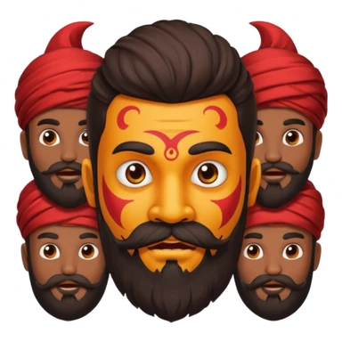 Ravanasura with beard and mustach young beautiful and terror with ten heads sticker