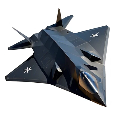 F-117 Nighthawk - Lockheed Martin (Stealth Grey) A futuristic stealth attack aircraft with a distinct faceted, angular design in a stealthy matte grey. Its sharp, jagged edges and unconventional, almost alien-like shape make it look like a shadow cutting through the night sky. The surface should appear non-reflective with subtle panel lines. sticker