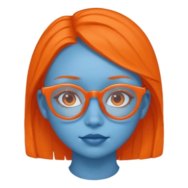 blue skinned orange glassed child girl sticker