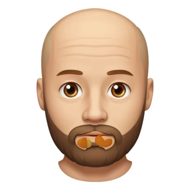men without winkles with beard almost bald, slim sticker
