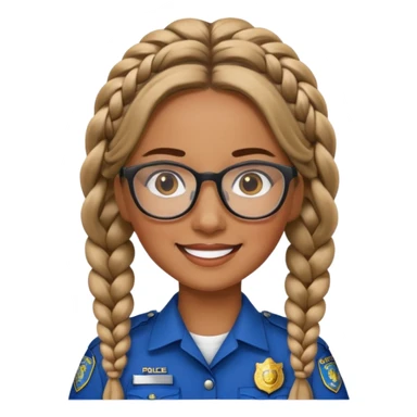 happy woman police with braided hair wearing glasses sticker