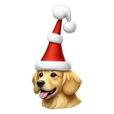 Golden retriever wearing christmas hat sticker
