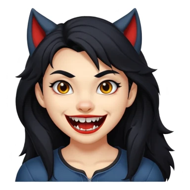 Werewolf black hair girl with a smile sticker