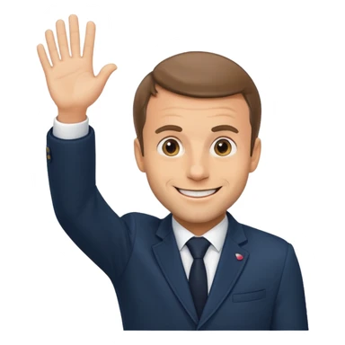 playful emoji of Emmanuel Macron waving sticker