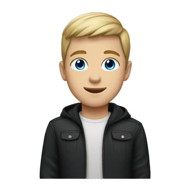boy with short hair and blue eyes in a black jacket sticker