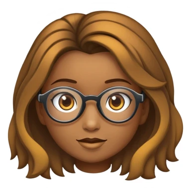 Crie um adesivo com borda branca fundo transparente de uma menina, porte físico um pouco gordinha, alta, cabelos castanhos e, tamanho médio, preso, usando óculos de grau arredondada e armação dourada.  sticker