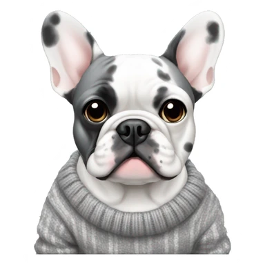 Grey with black spots French  bulldog in sweater sticker