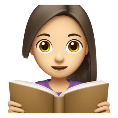Asian girl with brown hairs reading a book sticker