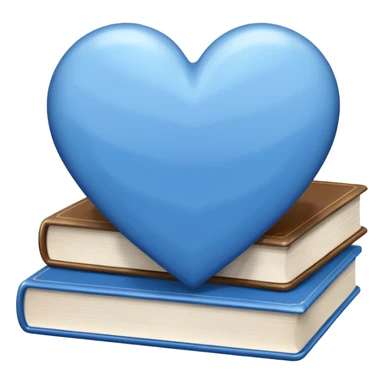  Blue and white heart + books sticker