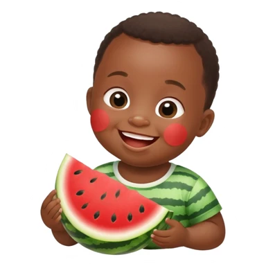 Down syndrome black baby eating watermelon  sticker