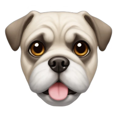 A pug cross bred with a schnauzer with fully white furr and brown eyes sticker
