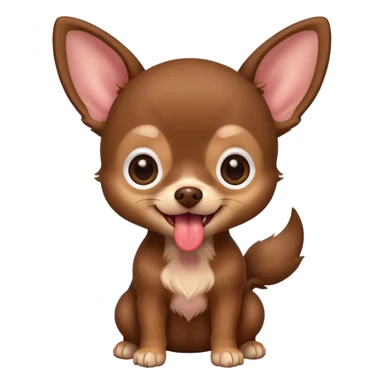 Generate an emoji of a chocolate-colored Chihuahua puppy with its tongue sticking out sticker