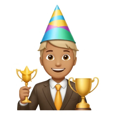 Create an emoji that reflects man/woman that is happy, and that asks a lot of questions and get rewarded as most active participant in a training sticker