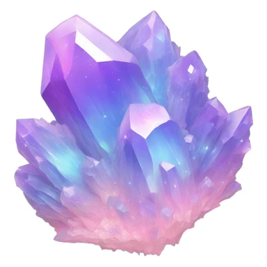 Pastel iridescent nebula crystal cluster sticker