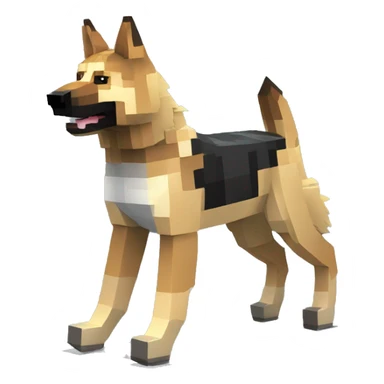 Pixel Minecraft blocky made of blocks wolf tame wolf German shepherd dog Alsatian gsd dog running walking full sticker