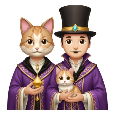 magician couple and their pet cat sticker