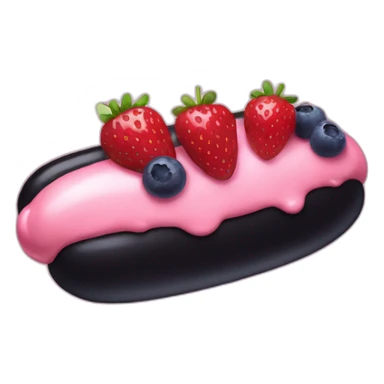 black hotdog with strawberrys, blueberrys and pink cream sticker
