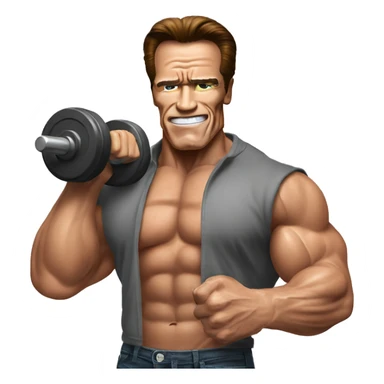 arnold schwarzenegger with dumbbell without t-shirt sticker