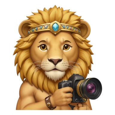 lion, egypt ancient lion with camera sticker