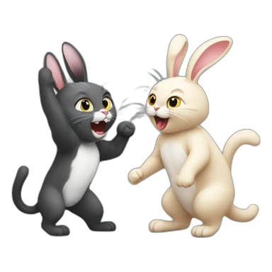 cat-fight-with-rabbit sticker