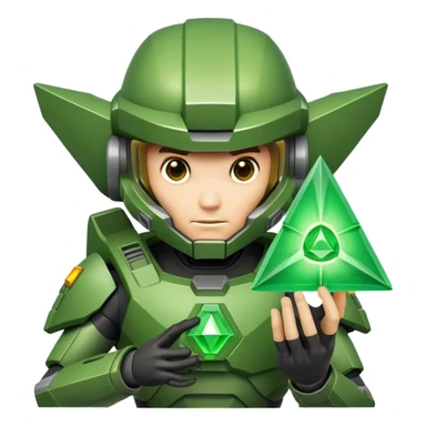 master chief holding a green mystic hollow triangle sticker