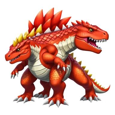Shiny Exotic Colorful Groudon-Tyrantrum-Fakémon-hybrid-creature (full body)  sticker