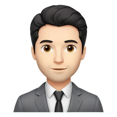 Headshot portrait of a professional 35-year-old man with black wavy hair, stubble, strong jawline, white skin tone, wearing smart casual business attire with blazer, confident and charismatic expression, suitable for a professional speaker profile sticker