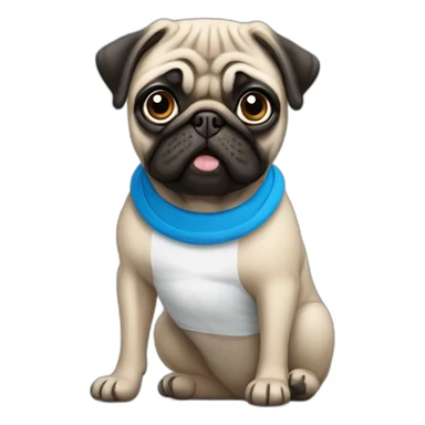 pug wearing a t-shirt sticker