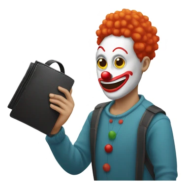 person with a clown faceholding empty wallet sticker