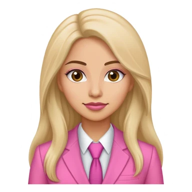 long hair white latina sales rep in pink suit sticker