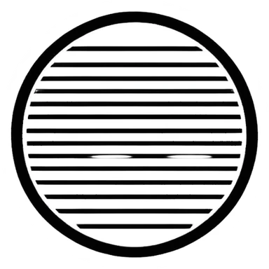 minimal circle shape made only from 6 evenly spaced black horizontal lines, no face, no smile, no extra features sticker