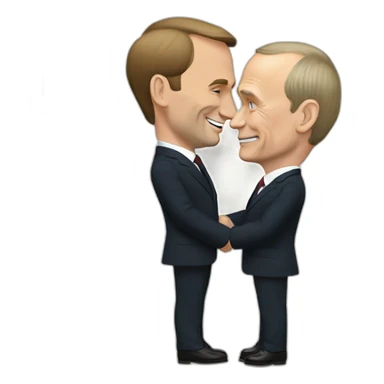 vladimir putin avec emmanuel macron qui s’embrassent sticker