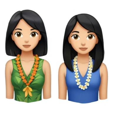 Two best friend women with black shoulder length hair,who are in Hawaii by a waterfall  sticker