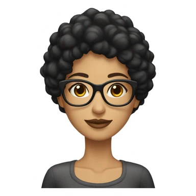 Mujer morena pelo largo negro y lentes sticker