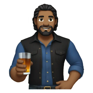 julian trailer park boys (bulky man with longer black hair, a black goatee, a black shirt, blue jeans, blue eyes, and a shot glass of whiskey) sticker