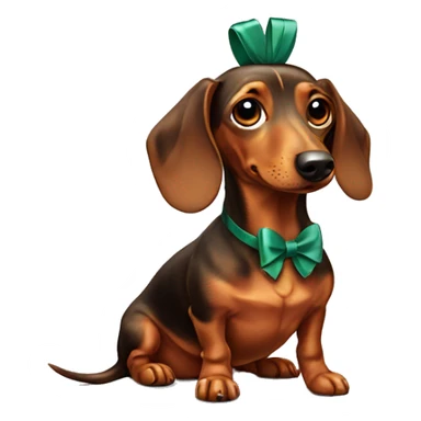 dachshund dog with a bow on his head sticker