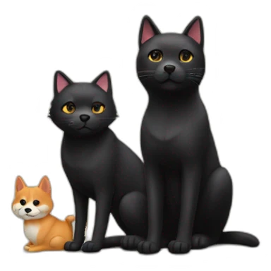 black cat friend with shiba dog sticker