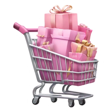 shopping cart full of light pink gift bags sticker