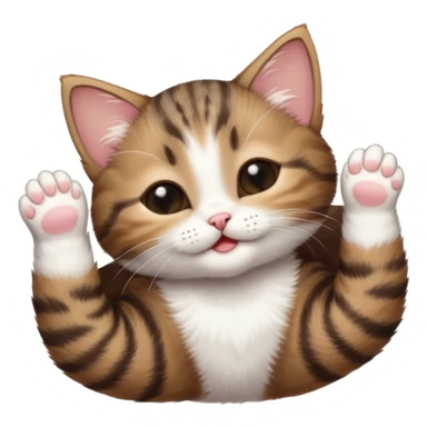 dark brown tabby and white kitten in funny positions upside down with eyes closed sticker