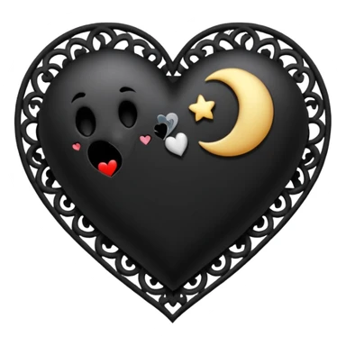 goth heart with a black lace heart moon sticker