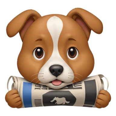 Friendly dog getting bopped on the nose by a newspaper. sticker