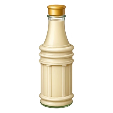 Creamy salad dressing in a bottle shaped like a roman column sticker