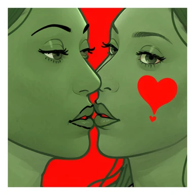 Mixed Girl kissing heart sticker