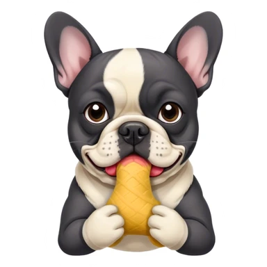 Black and white frenchie eating a sock  sticker