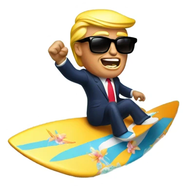 Donald Trump in sunglasses surfing sticker