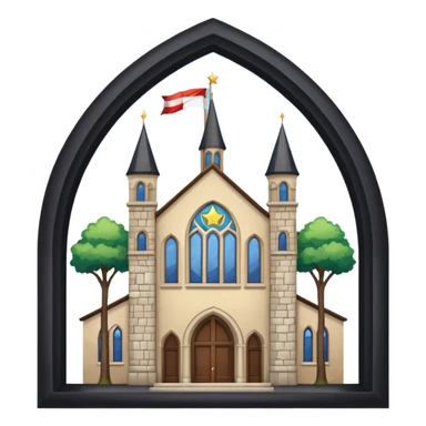 magic school, with a flag, flag on a top sticker