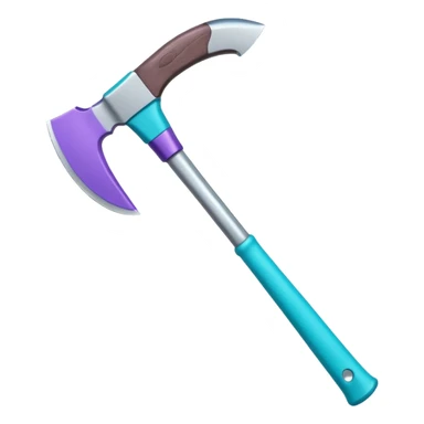 Axe with purple handle with silver blade with cyan edge sticker
