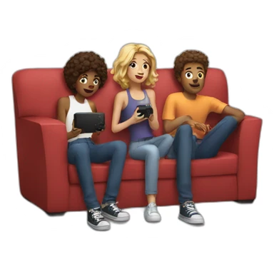 a group of friends watching tv sticker